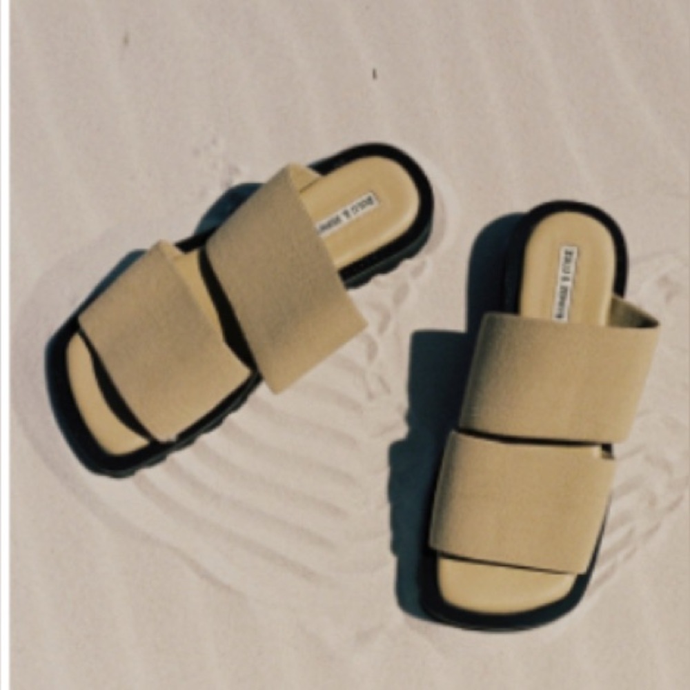 Zulu & Zephyr Beige Slide Sandals